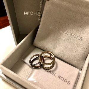 Michael Kors 14k Gold Plated Sterling Silver Pave Nesting Rings Rings
